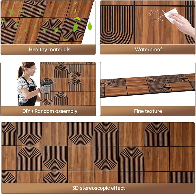 3D Wall Panels, 4-Pack 62 Sq Ft, Teak Wood Grain Peel and Stick Wall Panels, Self-Adhesive PVC Wall Paneling for Living Room, Bedroom & Accent Wall - Image 8