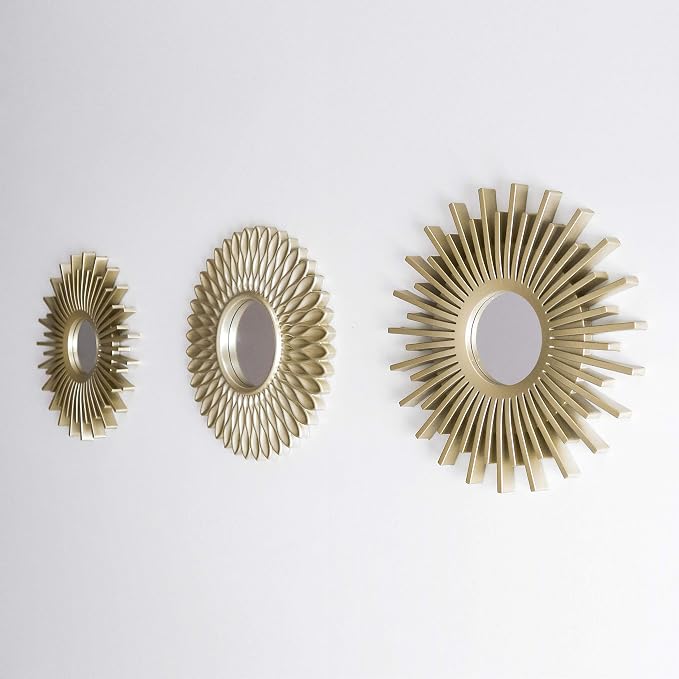 BONNYCO Gold Mirrors for Wall Pack of 3, Round Wall Mirrors Bedroom Room and Home Decor. Espejos Decorativos de Pared Sala Dormitorio, Modern Minimalist Decor Vintage, Chic. Gifts for Women Mums - Image 3
