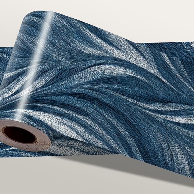 Blue Abstract Wallpaper Border 196x4 Inch Peel and Stick Wall Border Modern Wave Pattern Removable Vinyl Wall Trim Bathroom Kitchen Living Room Bedroom Home Decor by IOHEFY