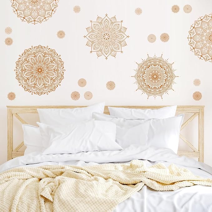 Brown Mandala Wall Sticker Mandala Decals for Window Boho Modern Art Mural | Headboard vinyl decoration, lotus peel and stick, removable, self adhesive, for bedroom living room yoga room home gym decor - Image 7