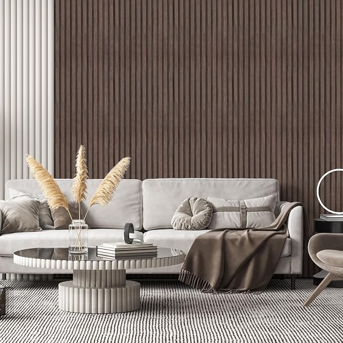 Yun-aeon Natural Wood - Dark Brown Slats Peel and Stick Wallpaper for Wall | 17.3"x 300" Self-Adhesive Waterproof Vinyl Removable Wall Paper for Wall Decor Bedroom - Image 2