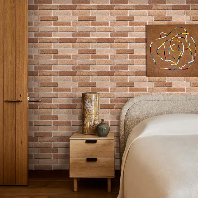 Commomy 3D Faux Brick Peel and Stick Wall Sticker - 10pcs 15.74" x 11.8" | Ultralight Thin PVC 3D Wall Panels Fake Brick Paneling for Home Office,Bedroom,Quick DIY Home Decor(12.92 sq.ft) - Image 6
