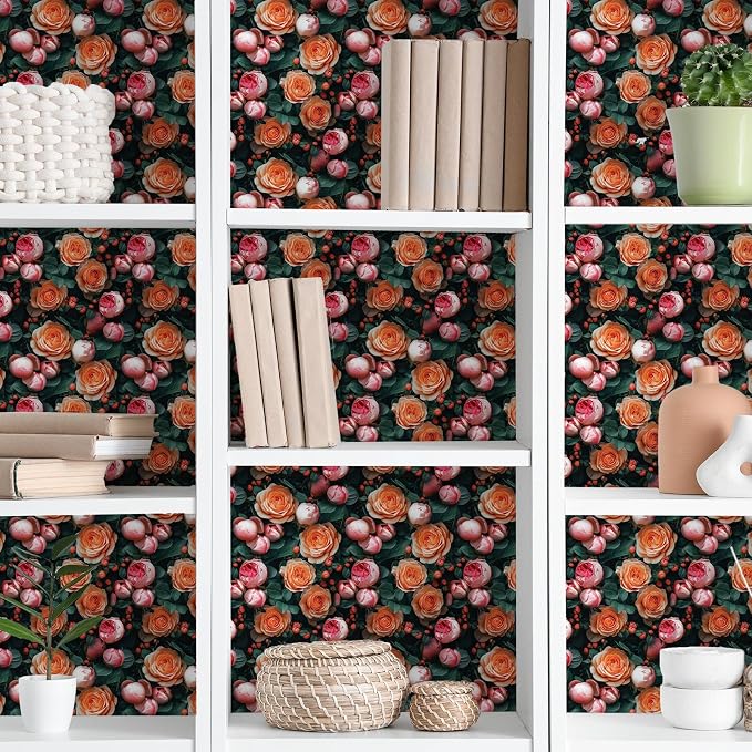 Main Street Peel and Stick Wallpaper Sheets, Fresh Roses, 12-Pack | 11 x 16 in sheet size; Covers up to 14.67 sq ft; Eco-friendly paper material; No paste or additional adhesive required - Image 4