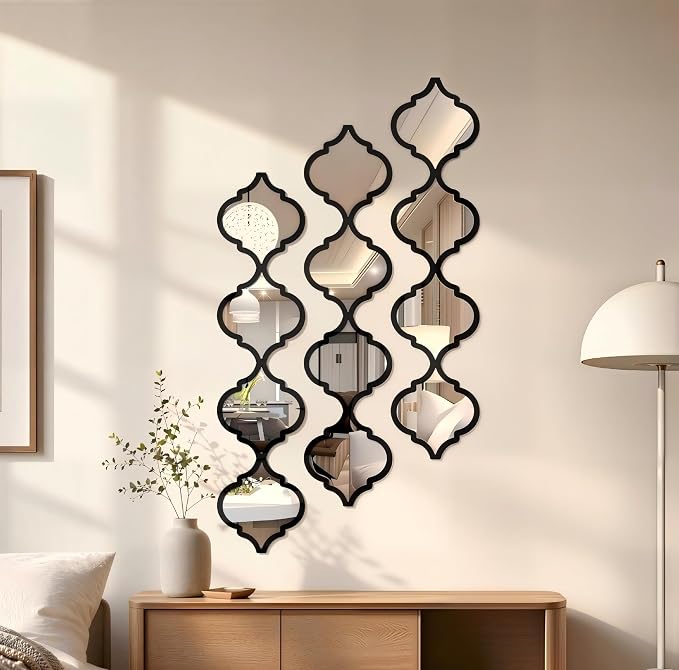 12Pcs Black Acrylic Mirrors for Wall Decor - Moroccan wall Stickers by ZYApril