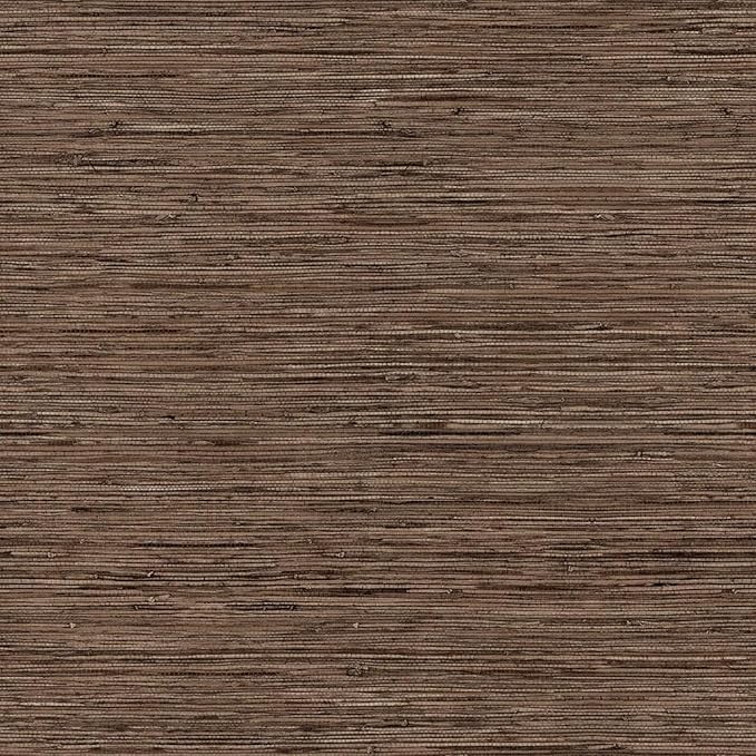RoomMates RMK11312WP Brown Faux Grasscloth Non-Textured Peel and Stick Wallpaper, Roll by RoomMates