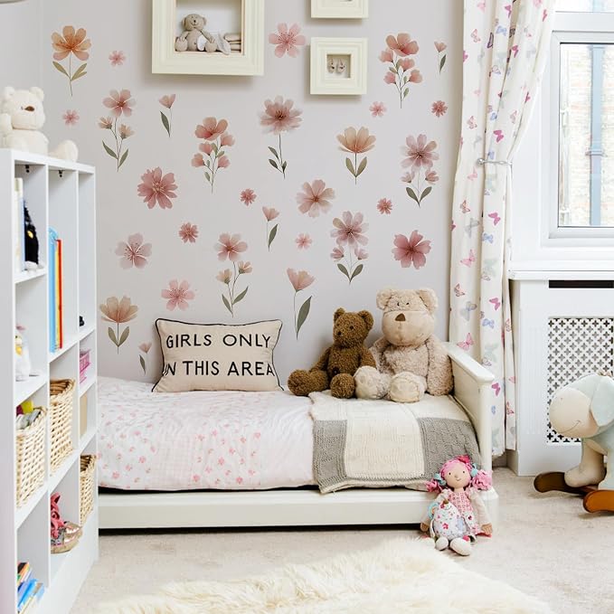 Flower Wall Decals - Peel and Stick Large Floral Flowers Wall Stickers,Removable Flower Home Decor Art for Kids Living Room, Bedroom, Nursery Decor Wall Corner Decor (Flower Wall Decals) - Image 4