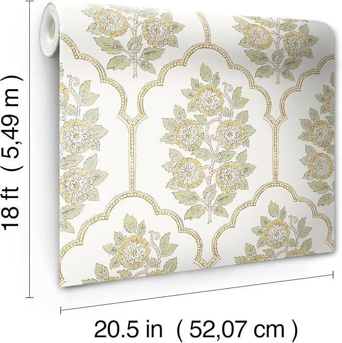 NuWallpaper x Society Social Floral Bazaar Ochre Peel and Stick Wallpaper, Removable Wallpaper, 20.5 in x 18 ft - Image 9