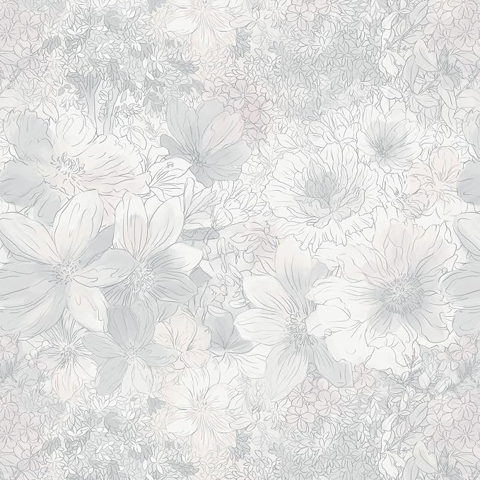 Heroad Floral Peel and Stick Wallpaper Vintage Grey/Pink Contact Paper Removable Self-Adhesive Wall Paper for Cabinets Bedroom Bathroom Waterproof Renter Friendly Mural Decor Vinyl Roll 17.3''x78.7'' by HeroadBrand