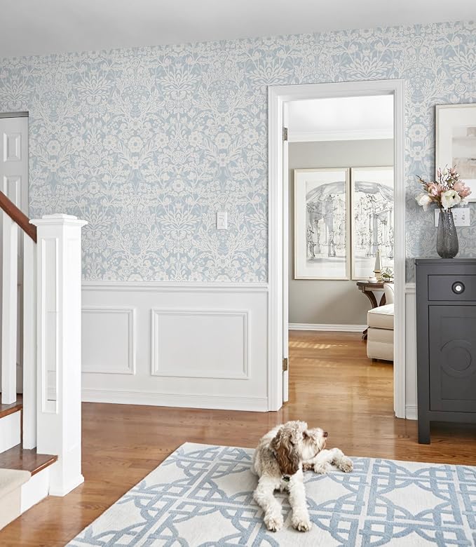 Toduso Blue Peel and Stick Wallpaper Floral Boho Wallpaper Modern Waterproof Contact Paper Removable Self Adhesive Wall Paper for Bedroom Bathroom Kitchen Cabinet Decor Vinyl Roll 17.3" x 393.7" - Image 4