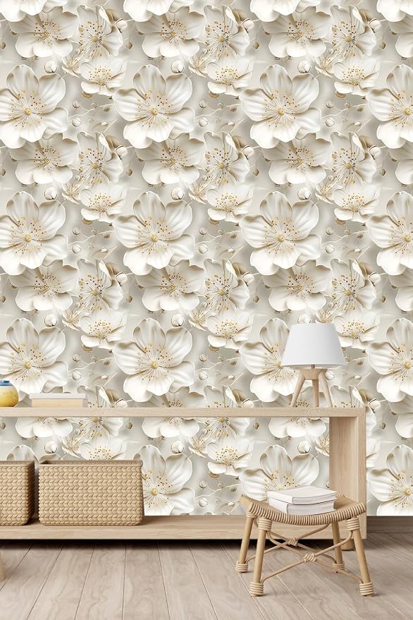 Peel and Stick Wallpaper Gray Yellow Gradient Floral Accent by WEISENI