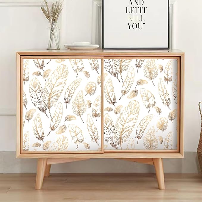 White Peel and Stick Wallpaper 17.7"x120" Feather Wallpaper Removable Modern Vinyl Wall Paper Waterproof Contact Paper for Bedroom Living Room - Image 6