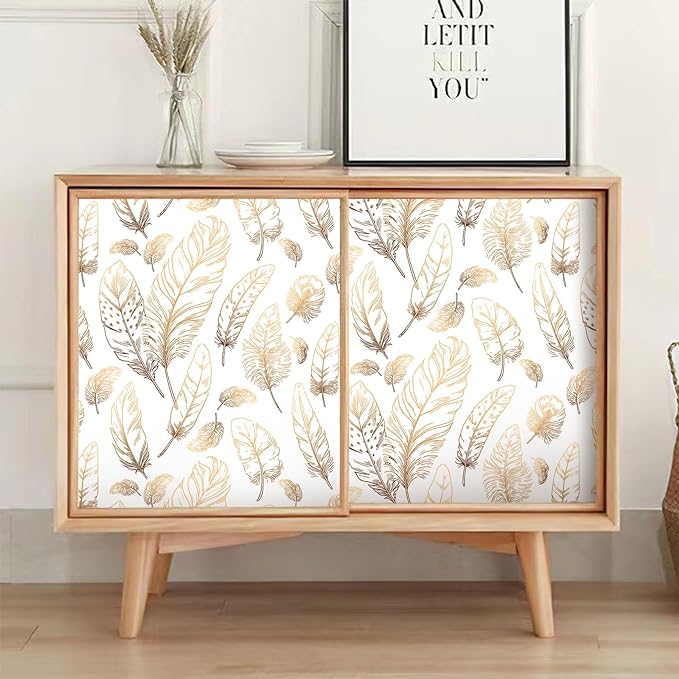 White Peel and Stick Wallpaper 17.7"x480" Feather Wallpaper Removable Modern Vinyl Wall Paper Waterproof Contact Paper for Bedroom Living Room - Image 6