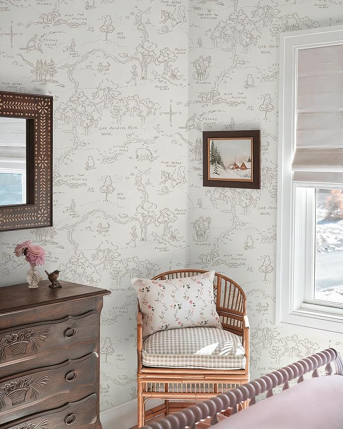 Dimoon 394"x17.3" Peel and Stick Wallpaper Contact Paper Boho Beige Wallpaper Brown Floral Removable Wall Paper Self Adhesive Vintage for Nursery Bedroom DIY Colorable Papel Tapiz para Pared - Image 2