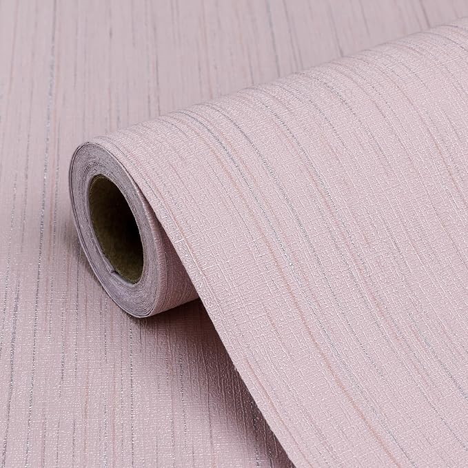 Pink Grasscloth Peel and Stick Wallpaper Textured Contact Paper 15.7" X 120" Self-Adhesive Faux Grasscloth Removable Wallpaper Cabinets Counter Top Liners by Biyoeepeelstickwallpaper