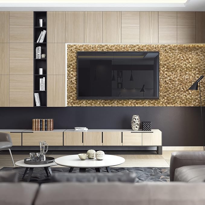 KASARO Peel and Stick Backsplash for Kitchen, 8 Pieces 3D Gold Hexagon Metal Mosaic Self Adhesive Wall Tiles Decorative for Living Room, Bathroom, Fireplace, 12”x12” - Image 7