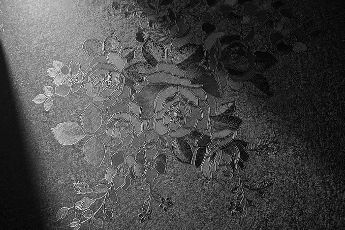 Black Peel and Stick Wallpaper Floral Black Wallpaper 18in x 197in | Embossed Flower Contact Paper Textured Self Adhesive Paper for Cabinets Bathroom Dark Floral Removable Waterproof Decor Vinyl by lenify