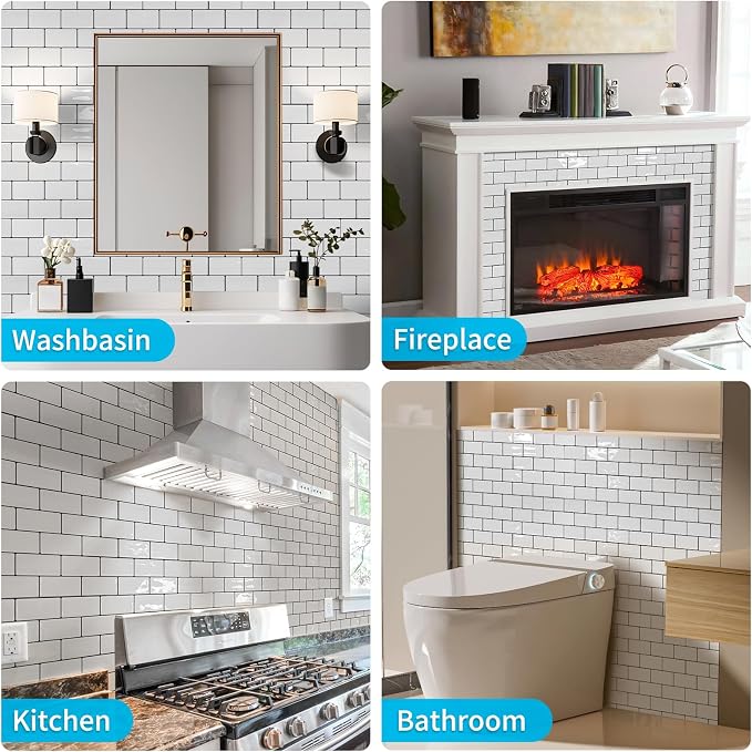 Art3d Subway Peel and Stick Backsplash, 10-Sheet, White with Black Grout - Image 9