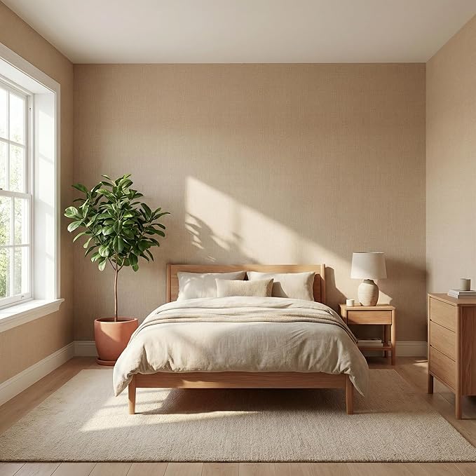 WADILE Grasscloth Peel and Stick Wallpaper 15.7in x 78.7in, Textured Contact Paper for Cabinets, Faux Linen Wall Paper Pull and Stick, Fabric Vinyl Wallpaper Self Adhesive Khaki | Textured contact paper, Faux linen, Vinyl material, Cabinets, Self adhesive - Image 2