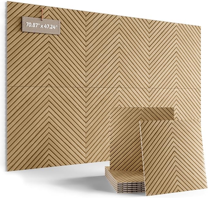 Fluxynara 6-Pack Large Felt Bulletin Board, Natural Oak Pyramid | 70.87" x 47.24" Cork Board Alternative, Acoustic Wall Panels with 60 Adhesive Tabs for Recording Studios and Home Offices by FLUXYNARA