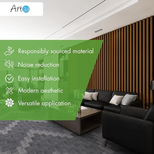 Art3d 8-Pack 12" x 93" Soundproof Wood Slat Panels, 62 sq.ft Acoustic Wall Panels, 3D Wall Panels with Wood Slat Design, Decorative Wood Wall Panel for Accent Walls-Walnut - Image 6