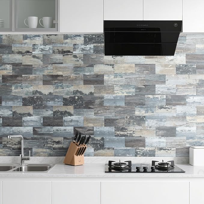 AULIGET 100-Piece Subway Tiles Peel and Stick Backsplash PVC Tile, 3" x 6" Vintage Wood Stick on Tiles for Backsplash Kitchen, Bathroom, Laundry Room, Camper, Fireplace - Image 2