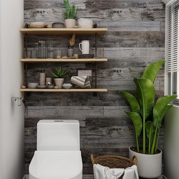 Yun-aeon Natural Wood-Gray Contact Paper Peel and Stick Wallpaper | 17.3"x 472"Self Adhesive Removable Vintage Faux Wood Wall Paper Plank Shelf Home Decoration Kitchen Counter Cover - Image 3