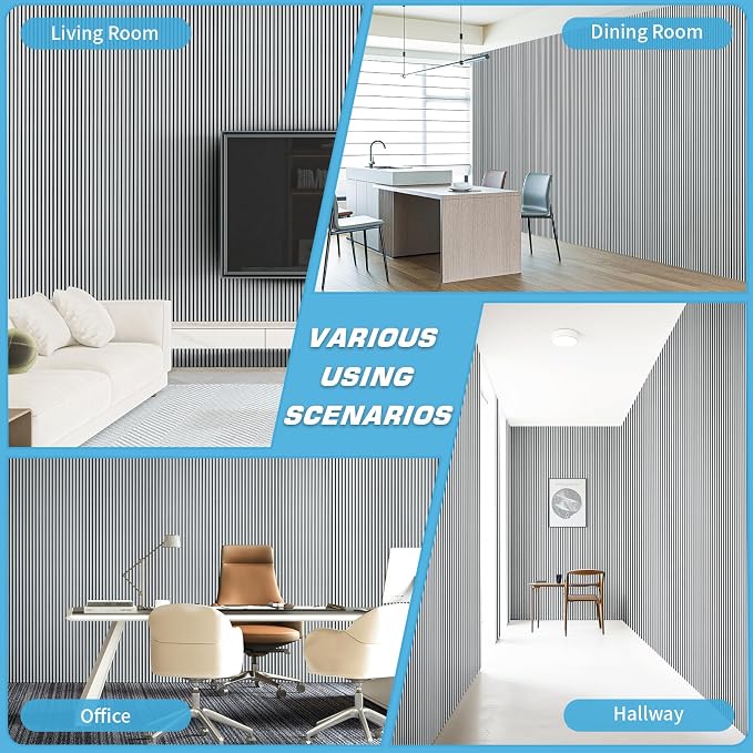 Art3d Fine Bar Design Slim Slat Wall Panel, 104 x 12 Inch, 4-Pack, Poplar | Lightweight, Wainscoting, Waterproof, Easy to Clean, Sturdy, Glue on, Elegant Style, for Bedroom, Office, Home Improvement - Image 4