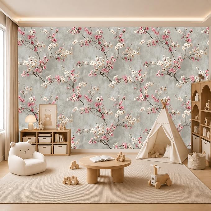Dusty-Toned Branch Flower Removable Self-Adhesive Wallpaper for Bedroom & Living Room Decor 17.7×118 Inch,Waterproof Wall Covering for Accent Walls, Apartment, Nursery - Image 4