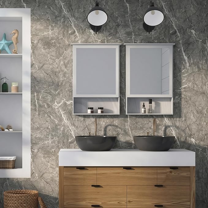 Marble Peel and Stick Waterproof Wall Paneling, 118" x 47" Bardiglio Grey Matte Finish Self-Adhesive Backsplash Tile Vinyl Wall Panel for Kitchen Bathroom Wall Decor, Covers 38.75 Sq. Ft. - Image 8