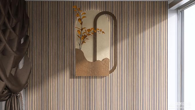2 Packs 3D Wall Panels Peel and Stick | Wall Panels for Interior Wall Decor | Self Adhesive Sound Absorbing Planks | Acoustic Wood Slat Wall Panels | 94.48 * 11.80in | 0.35" Depth | Dark Walnut - Image 7