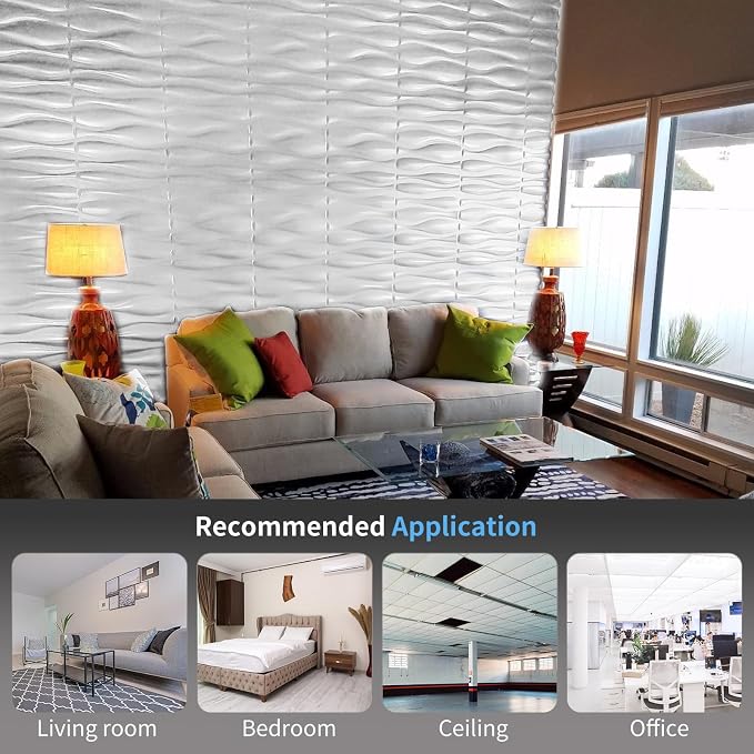 Art3d Decorative 3D Wall Panel, 32 Sq.FT PVC Interior Wall Decor for Living Room, Bedroom, Lobby, Office, Shopping Mall, White - Image 2