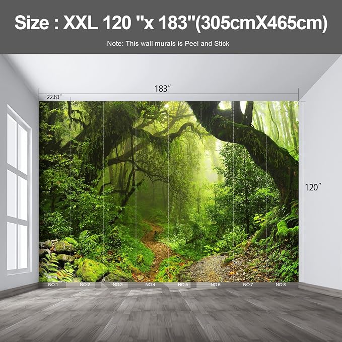 Forest Landscape Large wall murals Woodland Tree Peel and Stick self Adhesive Wallpaper for Bedroom Living Room - 120"x183" - Image 2