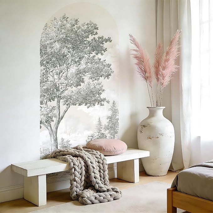 Arch Wall Decals Peel and Stick, Large Wall Stickers, Removable Home Decor Art Wallpaper for Bedroom Living Room 71'' × 31.7'' (Pine) - Image 8