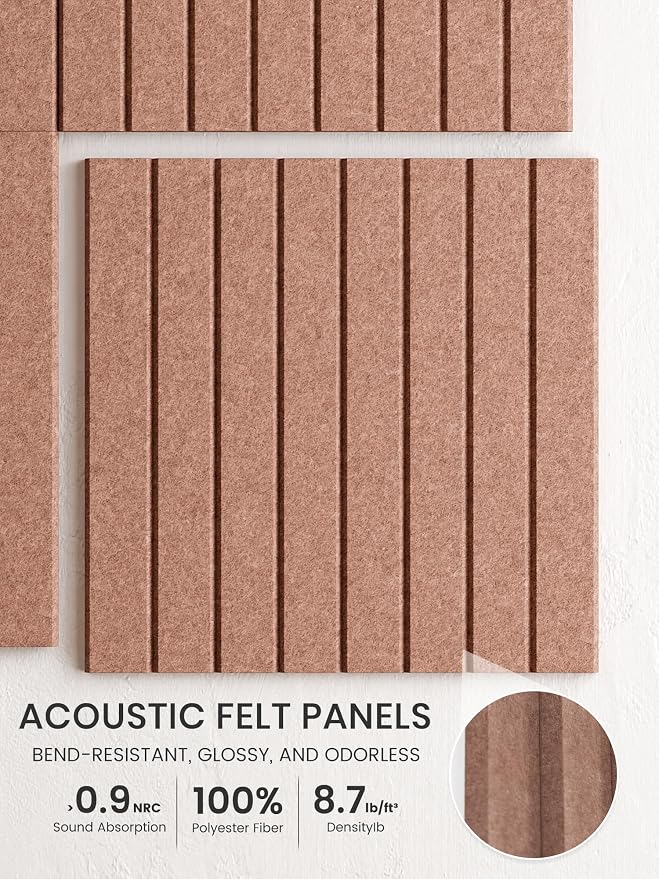 Bumusty 48"x 36" Large Felt Bulletin Board Tiles, Terracotta | 12-Pack Cork Board Alternative, Wall Decor, 30 Pushpins, 60 Adhesive Tabs, Vision Board, Office, Classroom, Home, Dorm - Image 3