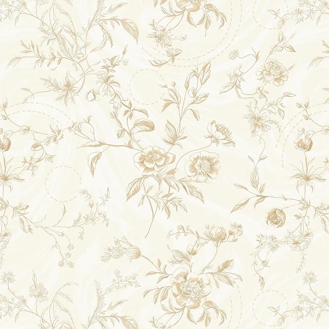 Dimoon Floral Wallpaper Peel and Stick Beige Contact Paper Vintage Neutral Wallpaper 17.3inx394in Removable Self-Adhesive Stick on Wall Paper Waterproof for Bathroom Wall Decor Vinyl by DIYYOURMOON