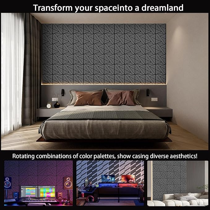 12 Pack Self-Adhesive Soundproof Wall Panels, 12 x 12 x 0.47 in Sound Proof Foam Panels for Walls, 1.2lb/ft³ High Density, Thicker 0.47in, Acoustic Panels, Noise Dampening Panels Studio White - Image 5