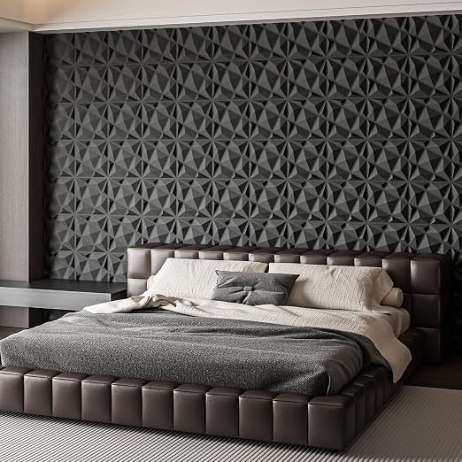 Art3dwallpanels 20 Pack 3D Wall Panels for Interior Wall Decor, 12''x12'' White Accent Diamond Panels for Gaming Room Bedroom TV Background, Black - Image 8