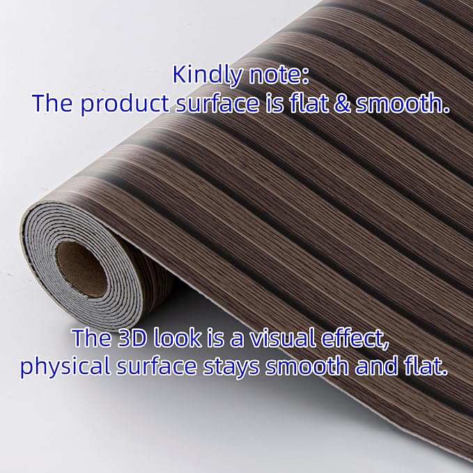 Haimin Wood Grain Slat Wall Panels Peel and Stick Faux Wood Thick Wallpaper | 118"x15.75" Waterproof PET & IXPE Foam Paneling Adhesive Smooth Beadboard Wallpaper Wall Covering Panels (Dark Brown) - Image 3