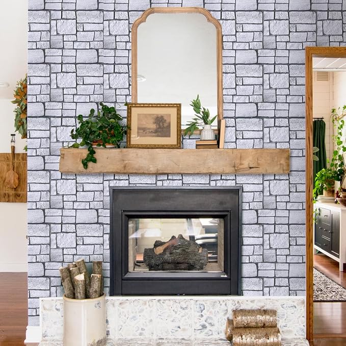 COMSTICKC 3D Faux Stone Wall Panels Peel and Stick, 10 Pcs 11.8" x 11.8" | Not Real Stone Wallpaper, Fake Stone Decorative Tiles Wall Covering for Quick DIY Wall Upgrades, Cover 9.7 sq ft - Image 7