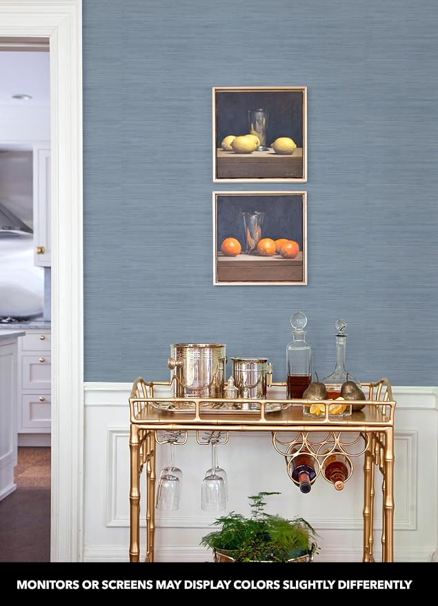 NuWallpaper x Society Social Classic Faux Grasscloth Peel and Stick Wallpaper, Mineral Blue - Image 3