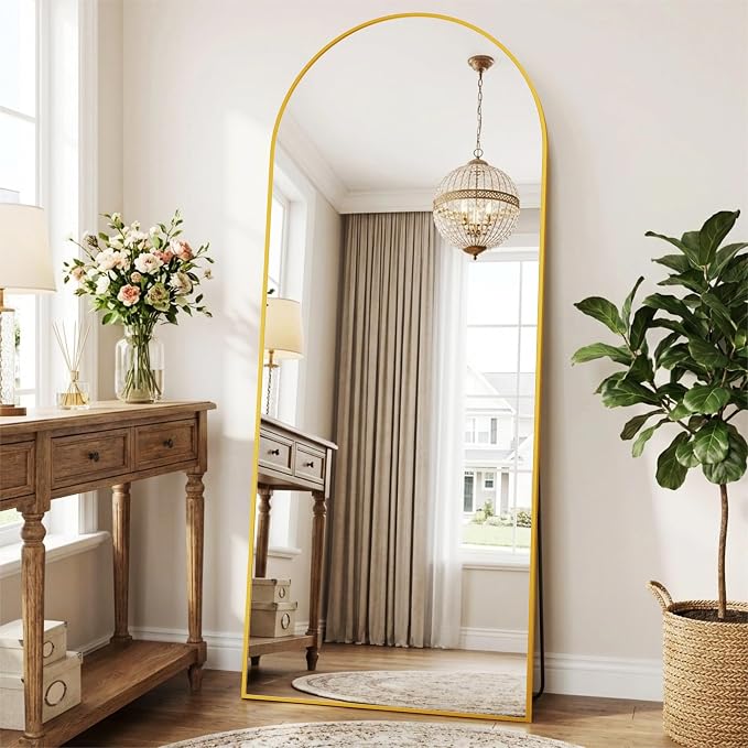 69"x28" Arched Full Length Mirror, Full Body Floor Mirror, Gold by Unknown