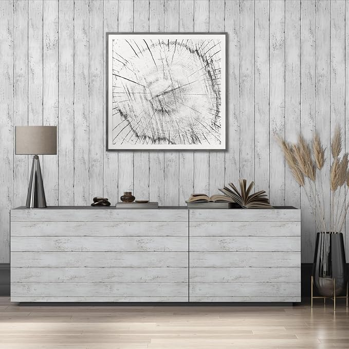 Shiplap Peel and Stick Wallpaper, Contact Paper for Classroom Home Decor | 35.4"x196" Removable Self-Adhesive White Wood Plank Film, Farmhouse Decor for Bulletin Board Desk Cabinet & Home Renovation - Image 9