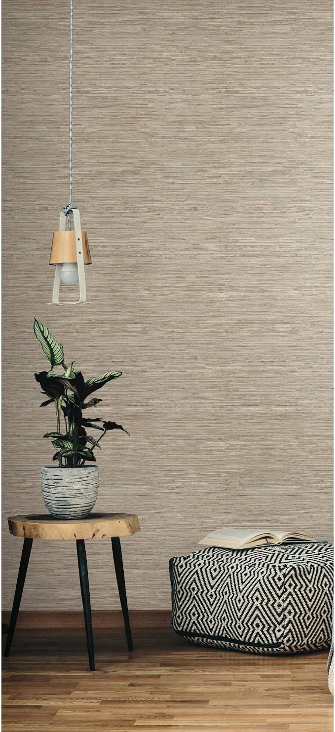 RoomMates RMK11560WP Pink and Taupe Faux Grasscloth Non-Textured Peel and Stick Wallpaper,Pink & Taupe, Roll - Image 7