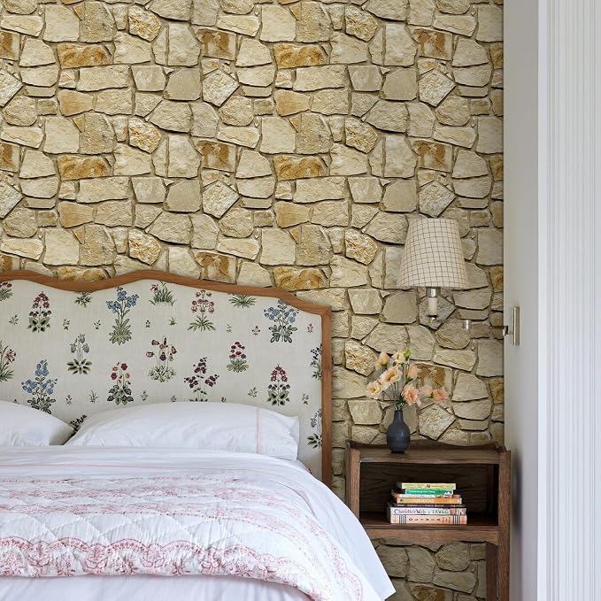Commomy Peel and Stick Faux Stone 3D Wall Panels 12 pcs of 22.8" x 11.8" | Thin & UrltraLight PVC Rock Wall Covering for Bedroom,Living Room,Home Office Interior Home Wall Decor(Covers 22.48 sq.ft) - Image 8