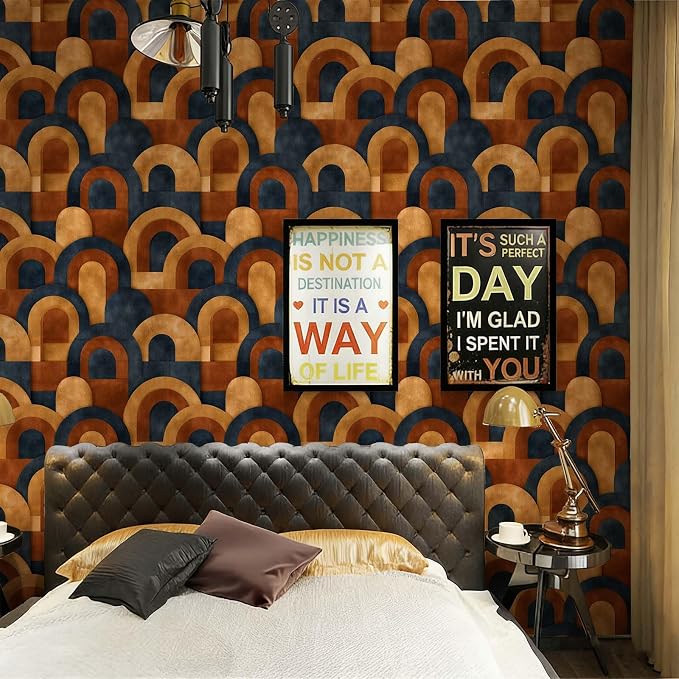 Mid Century Modern Geometric Peel and Stick Wallpaper Self Adhesive 17.72" x 236.21'' Textured Retro Boho Layered Arch Wall Paper Renter Friendly Removable Waterproof for Living Room Bedroom - Image 4