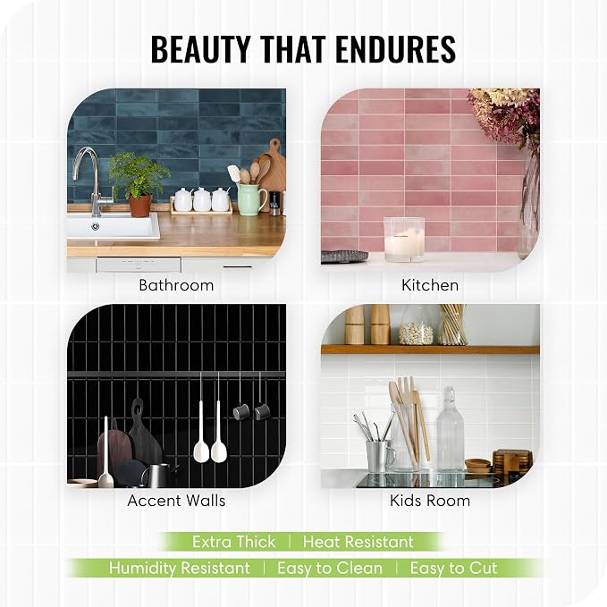 Select 5 Pack Peel and Stick Backsplash Square Tiles, 12x12 in, Pink | Extra Thick 3D Wall Panels, Heat & Water Resistant, Easy DIY Kitchen, Bathroom, Laundry, Fireplace & Rental Home Wall Décor - Image 3
