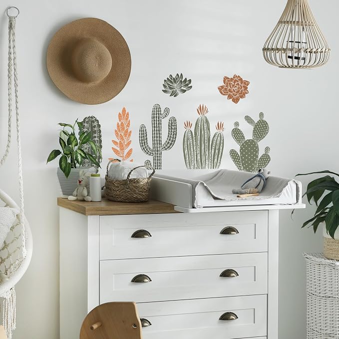 Cactus Wall Decals - Set of 15 Cacti Vinyl Room Decor Peel and Stick Removable Floral Stickers for Nursery Bedroom Bathroom - Image 5