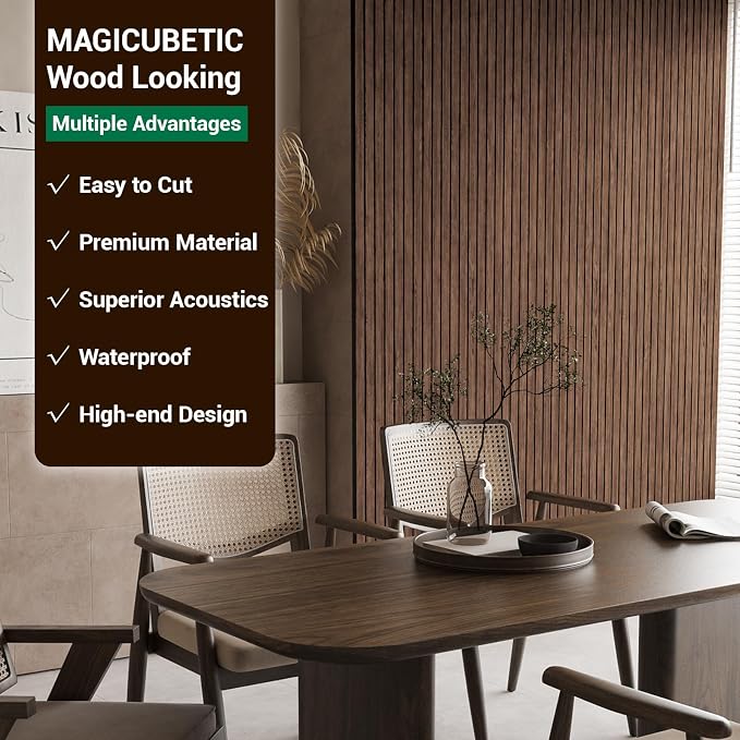 6 Pack 47.2×23.6 Inch Decorative Acoustic Wall Panels | Dark Walnut, 0.4" Thick, Polyester Fiber Core with Wood Veneer, Easy to Cut and Install,covers 46 sq.ft - Image 5
