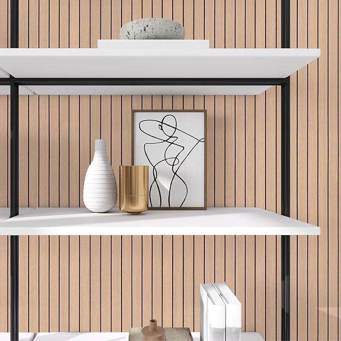 3D Faux Wood Slat Wall Panel – Peel and Stick Self Adhesive Soundproof Foam Board for Interior Wall, Ceiling, Home Theater Decor Faux Oak 15.7"x236" - Image 9