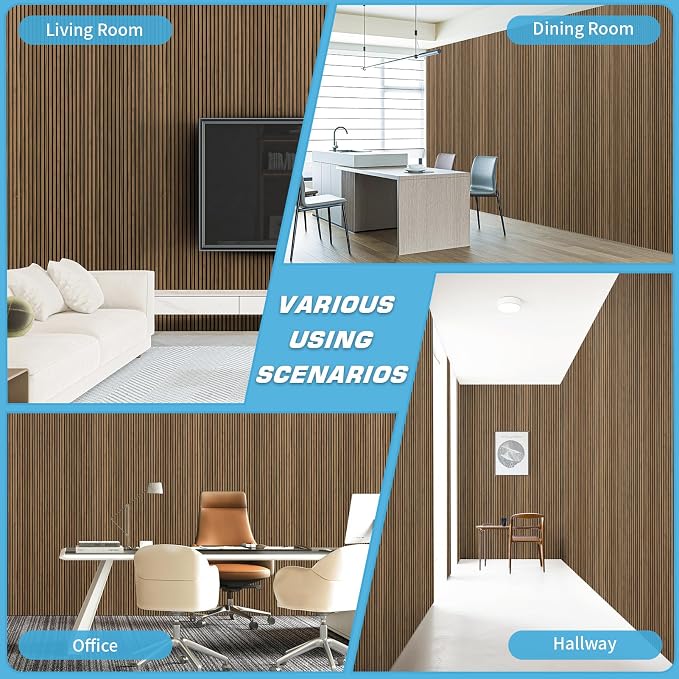 Art3d Fine Bar Design Slim Slat Wall Panel, 104 x 12 Inch, 4-Pack, Rosewood | Lightweight, Wainscoting, Waterproof, Easy to Clean, Sturdy, Glue on, Elegant Style, for Bedroom, Office, Home Improvement - Image 4
